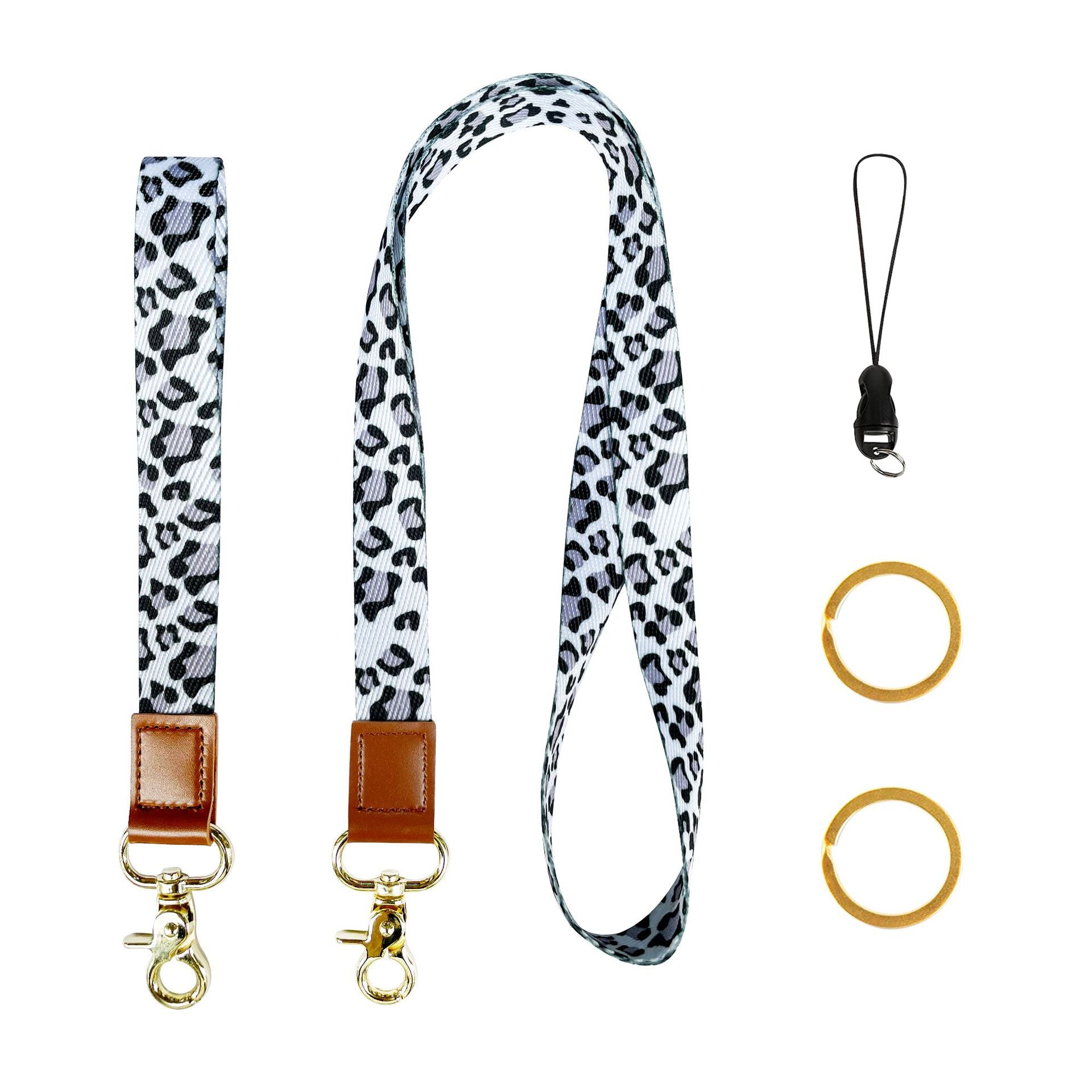 Wholesale Polyester Leopard Lanyard Keychain